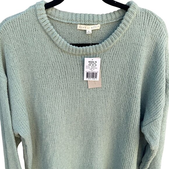 Hint Of Mint Womens Dried Sage Pullover Tie Sleeves Knit Tunic Sweater New XL - Picture 3 of 11